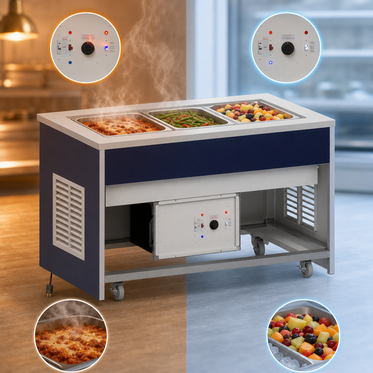 Product image #3 for Atlas Metal INFHC-3 Mobile Hot/Cold Food Unit, 3-Pan Capacity
