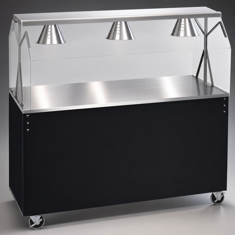 Product image #3 for Vollrath 2-Series Affordable Portable 46-Inch White Open Storage Utility Station with Stainless Steel Seamless Top and Buffet Breath Guard