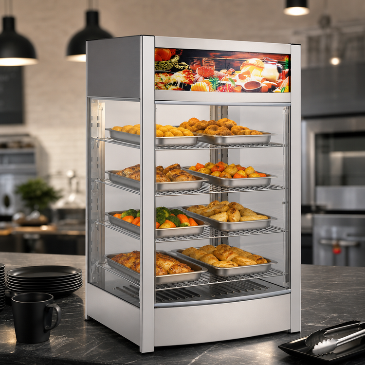 Product image #3 for Omcan 4-Tier Countertop Hot Food Display Warmer/Case, 3.42 Cu. Ft., 800W, 110V