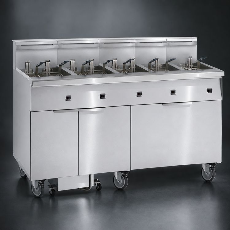 Product image #3 for Imperial Electric Floor Fryer, 5-Tank, 50 lb. Per Tank, Built-In Filter System