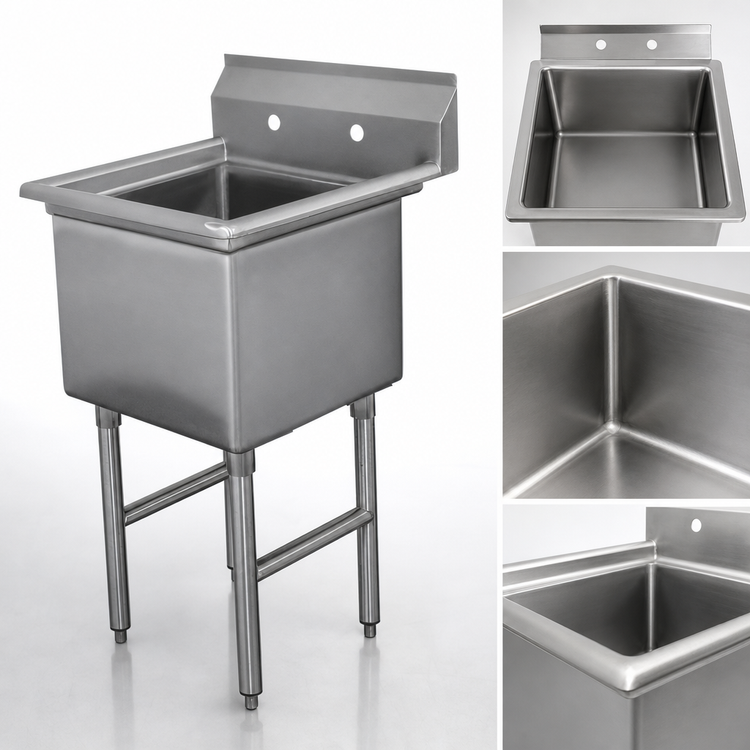 Product image #3 for Advance Tabco Special Value Series 1-Compartment Stainless Steel Fabricated Sink with Legs, 30 x 24 x 14-Inch Bowl, No Drainboards