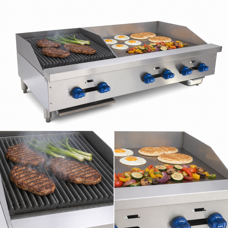 Product image #3 for Comstock-Castle Countertop Gas Char-Broiler/Griddle Combination with 30 x 24 Inch Griddle Plate, 48 Inch Wide