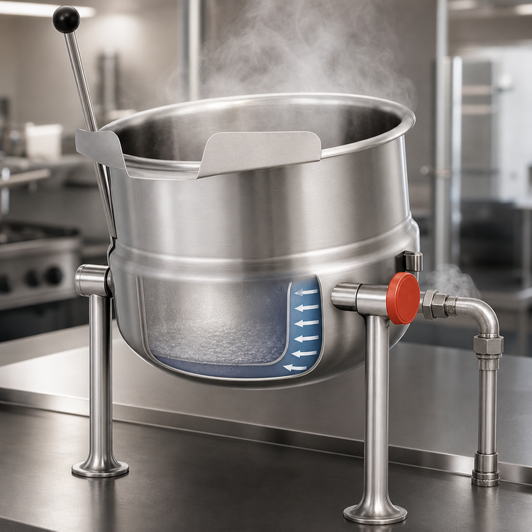 Product image #3 for Cleveland Range KDT12T 12-Gallon Countertop Tilting Direct Steam Kettle with 2/3 Steam Jacket and 316 Stainless Steel Liner