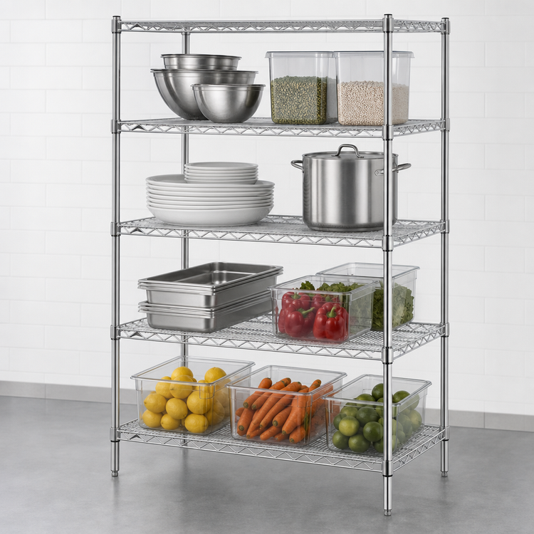 Product image #3 for Metro Super Erecta Stationary Starter Wire Shelving Unit, 24"W x 18"D x 63"H, 4 Shelves, Zinc Finish