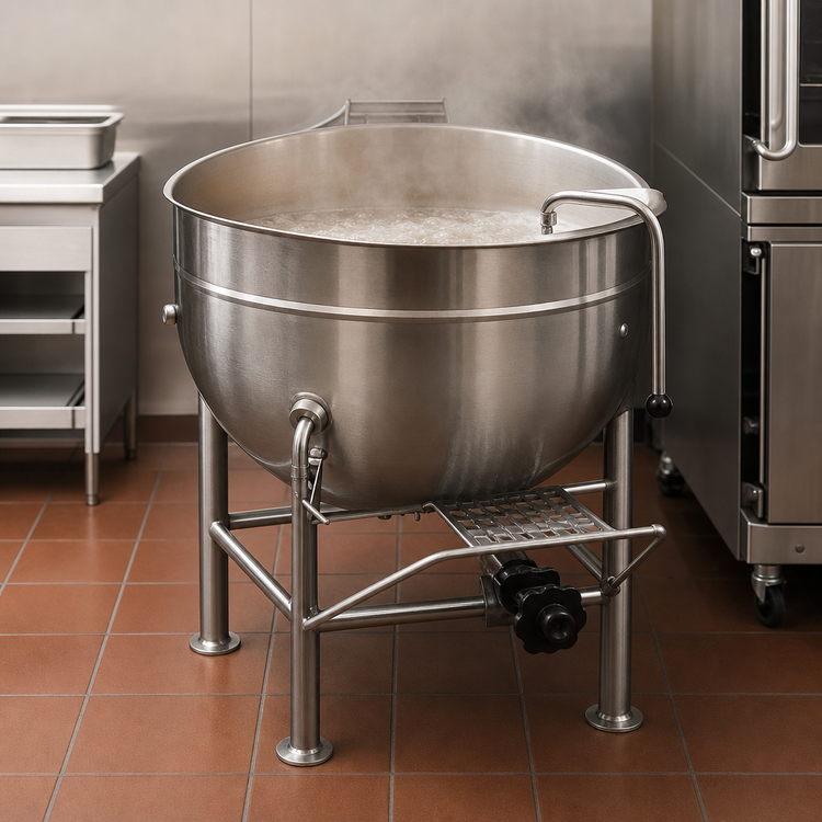 Product image #3 for Legion 25-Gallon Stationary Direct Steam Kettle with Full Jacket and Draw-Off Valve