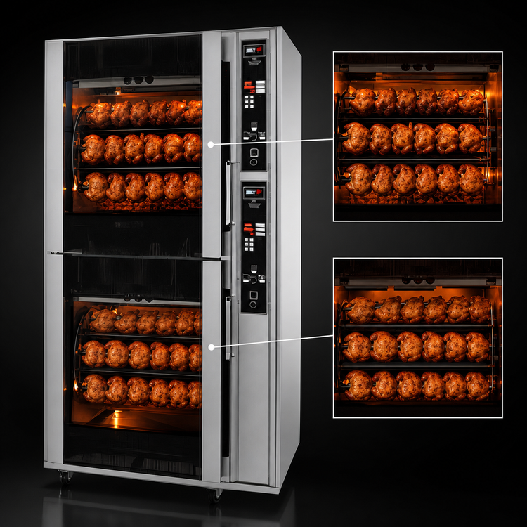 Product image #3 for BKI VGG-16-C Double-Deck Electric Rotisserie Oven with 80 Chicken Capacity