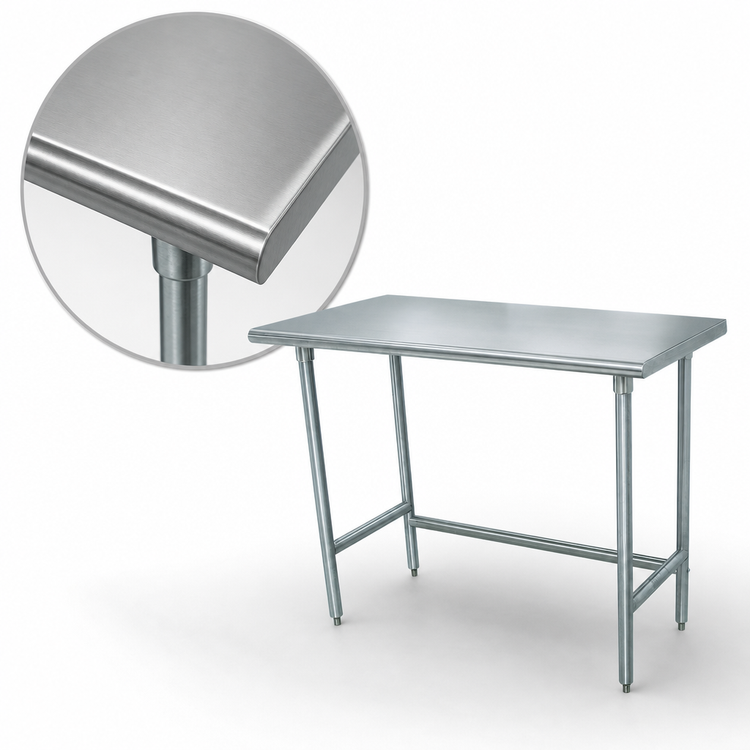 Product image #3 for Advance Tabco Special Value 48-Inch x 36-Inch Flat Top Work Table with 16 Gauge 430 Stainless Steel Top and Galvanized Open Base