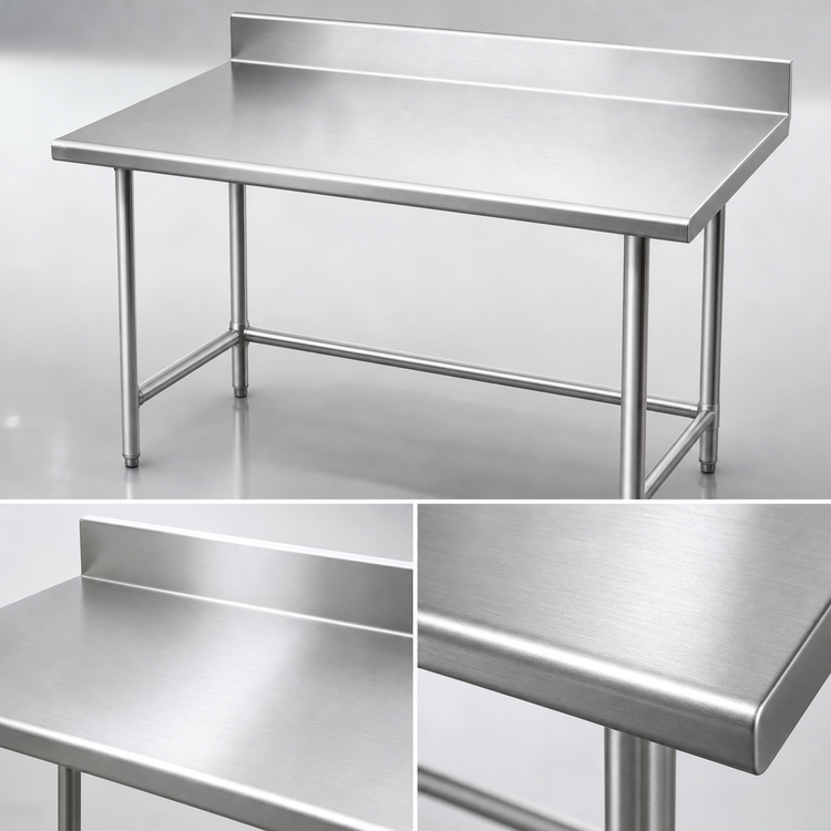 Product image #3 for Advance Tabco 48 x 36-Inch 16-Gauge 304 Stainless Steel Work Table with 5-Inch Backsplash