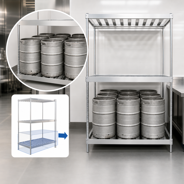 Product image #3 for New Age Aluminum Double-Deep Keg Rack, 8-Keg Capacity