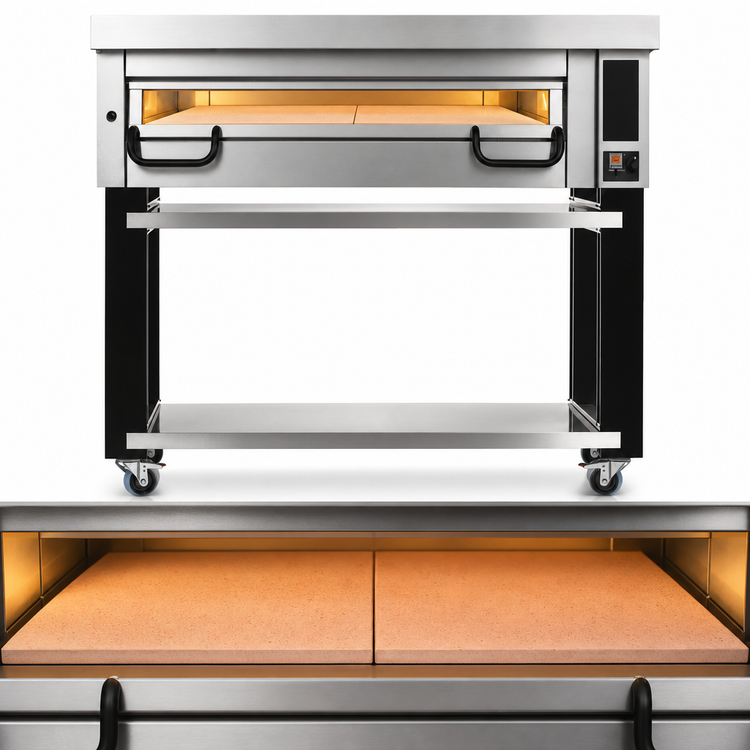 Product image #3 for PizzaMaster PM 911ED Single-Deck Electric Stone Hearth Pizza Oven with Stand, 26.4 x 36.2 in. Baking Surface, 932°F Max