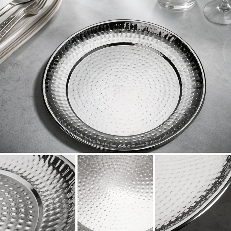 Product image #3 for American Metalcraft 14-Inch Round Hammered Stainless Steel Serving Tray