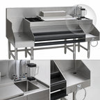 Thumbnail image #3 for Eagle Group Spec-Bar CCS-60-2 60-Inch Stainless Steel Underbar Ice Bin/Cocktail Station with Blender Sink and 125-lb Center Ice Bin