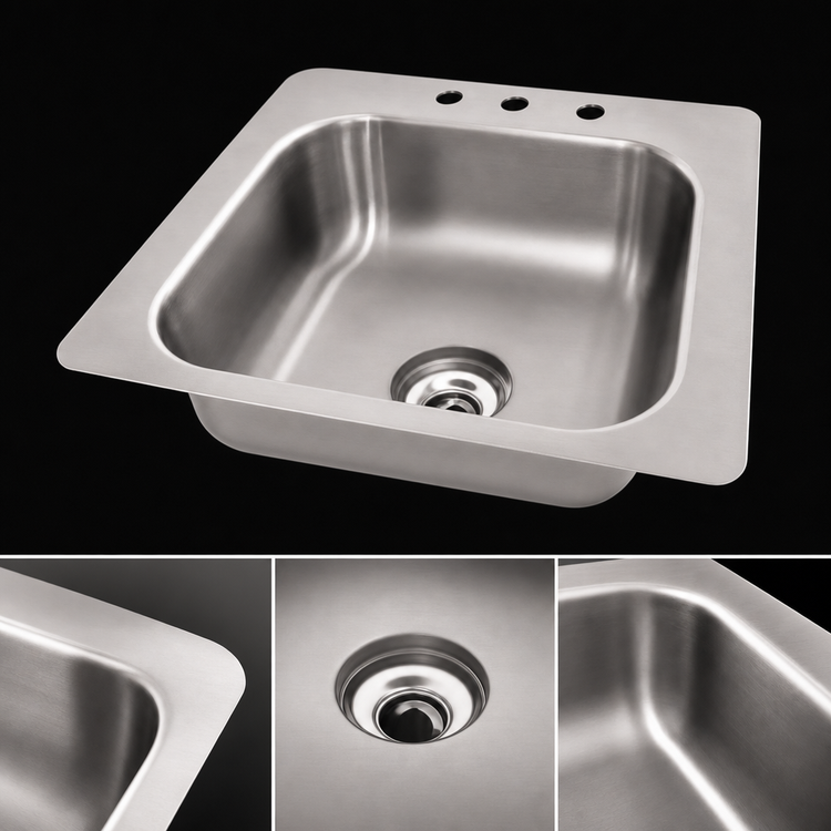 Product image #3 for Advance Tabco Smart Series 1-Compartment Self-Rim Drop-In Sink, 16 x 14 x 7-1/2-Inch Bowl, 304 Stainless Steel