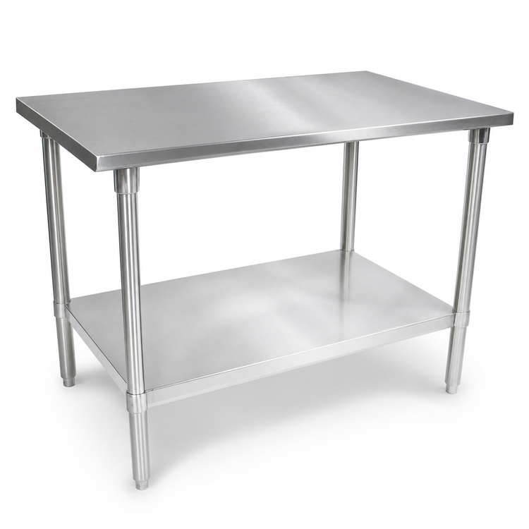Product image #3 for John Boos Stallion 72 x 36 Inch 14-Gauge Stainless Steel Flat Top Work Table with Galvanized Legs and Adjustable Undershelf