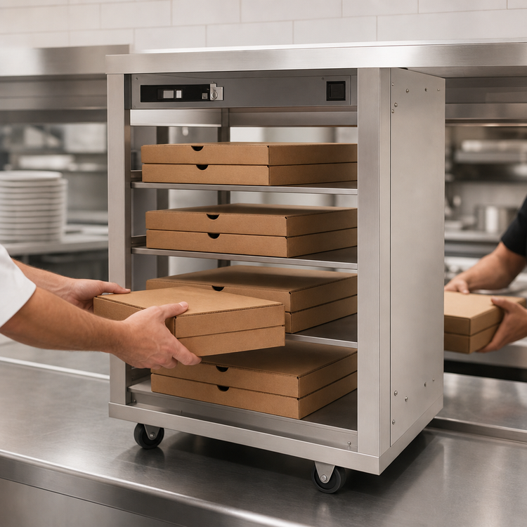 Product image #3 for Carter-Hoffmann DF1818-4 Heated Doorless Pass-Through Pizza Box Holding Cabinet, Half-Height, 4 Shelves