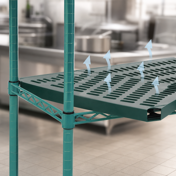 Product image #3 for QuadPlus 60 x 24 Inch Green Louvered Polymer Shelf Mat with Wire QuadTruss Frame