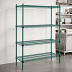 Thumbnail image #3 for Eagle Group Valu-Gard F2QA2-74-2472VG 4-Tier Stationary Starter Wire Shelving Unit, 72 x 24 x 74 Inches, Green Epoxy