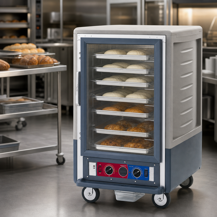 Product image #3 for Metro C5 3 Series Half-Height Mobile Heated Holding & Proofing Cabinet with Gray Insulation Armour, Clear Polycarbonate Door, and Fixed Wire Slides