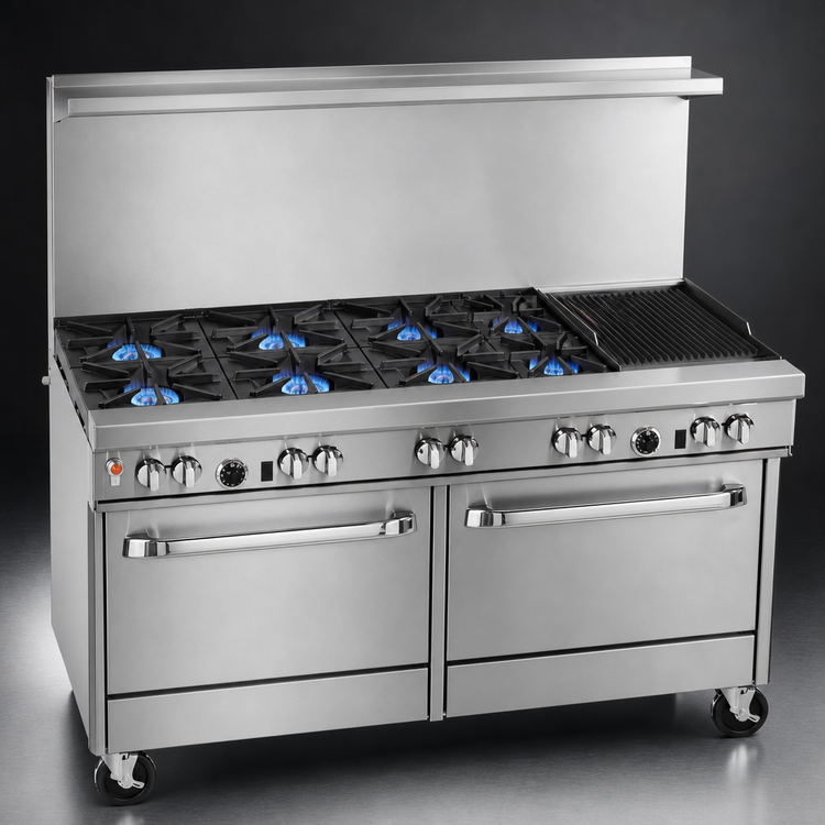Product image #3 for Southbend Ultimate 60-Inch Gas Restaurant Range with 2 Standard Ovens, 6 Open Burners, and 24-Inch Charbroiler