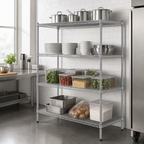 Thumbnail image #3 for Steel Works Stainless SW2124C-4 Stationary 4-Tier Chrome Wire Shelving Unit, 24 x 21 x 74 Inches, 800 lb Capacity