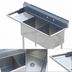 Thumbnail image #3 for Sapphire 44-1/2 Inch 2-Compartment Stainless Steel Sink with Left Drainboard and 9-3/4 Inch Backsplash