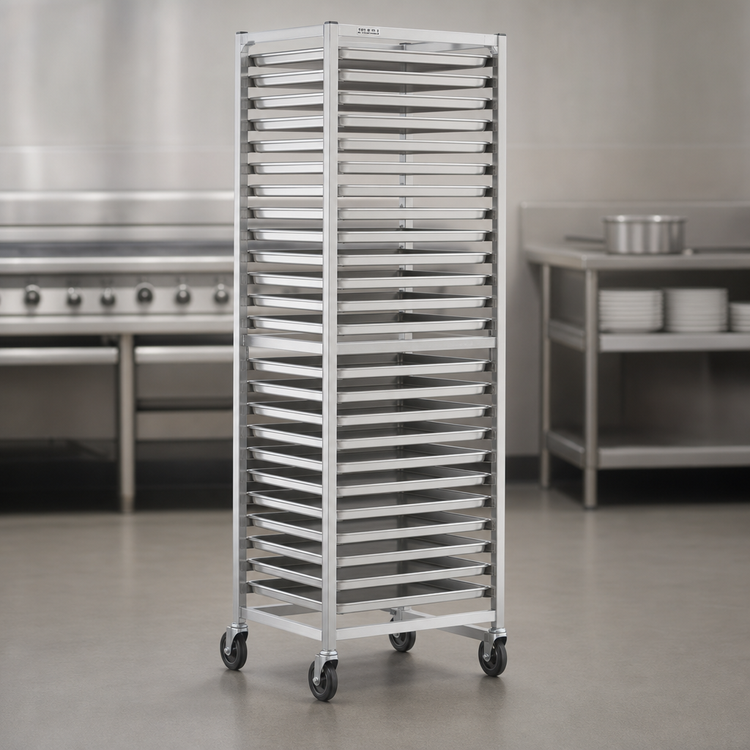 Product image #3 for Panco Mobile Full-Height Open-Side Utility Rack with Slides for 30 18 x 26 Inch Pans