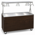 Thumbnail image #3 for Vollrath 2-Series Affordable Portable 60-Inch Mobile Utility Station with Open Storage and Lighted Buffet Breath Guard, Walnut Woodgrain