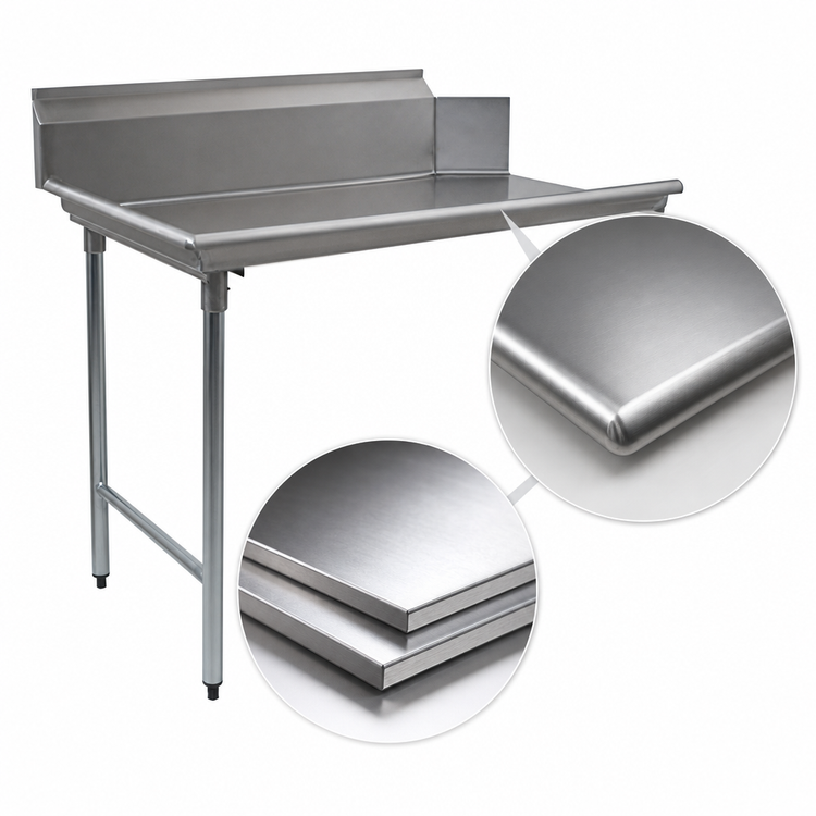 Product image #3 for BlendPort® 48-Inch Straight Clean Dishtable, 16-Gauge 304 Stainless Steel, 10-Inch Backsplash, Right-to-Left Operation