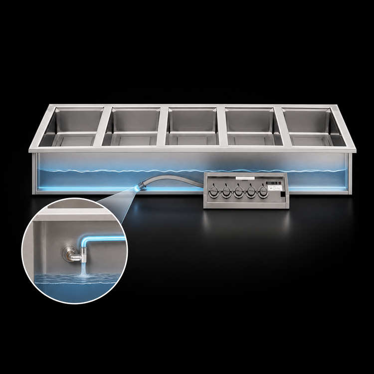 Product image #3 for Wells Built-In Electric Auto-Fill Hot Well Food Warmer with 5 Openings, Wet/Dry Operation