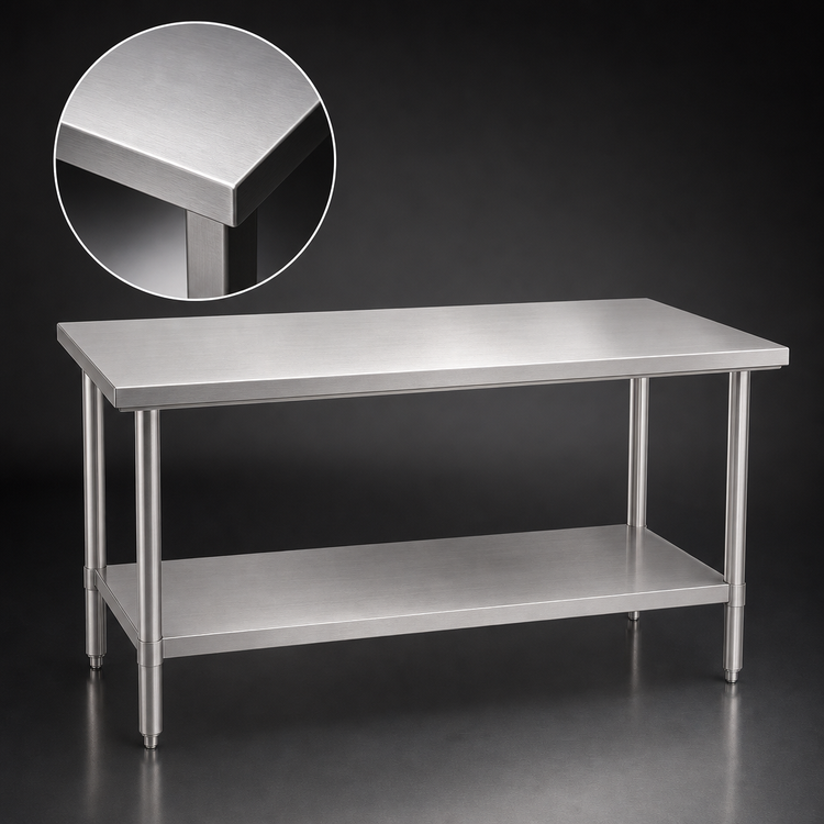 Product image #3 for Duke 30 x 24 Inch Stainless Steel Work Table with Undershelf, Flat Top