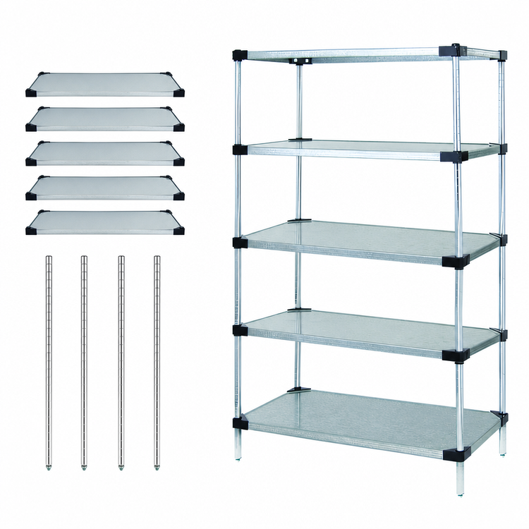 Product image #3 for Quantum 42" W x 14" D x 54" H Stationary Solid Shelving Starter Kit with 5 Solid Shelves