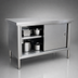 Thumbnail image #3 for Omcan USA 48-Inch x 30-Inch x 34-Inch Flat Top Stainless Steel Enclosed Work Table with Sliding Doors