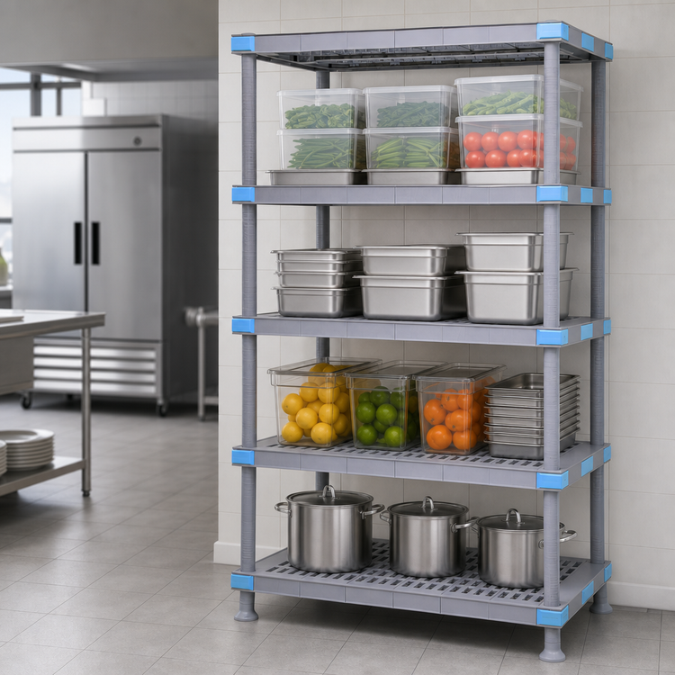 Product image #3 for Millenia Gray Polymer Starter Shelving Unit, 72W x 24D x 86H, 4 Shelves, 2,000 lb. Capacity
