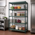 Thumbnail image #3 for Quantum 4-Tier Stationary Wire Plastic Mat Shelving Unit, 54 x 21 x 74 Inches, Green Epoxy Antimicrobial Finish
