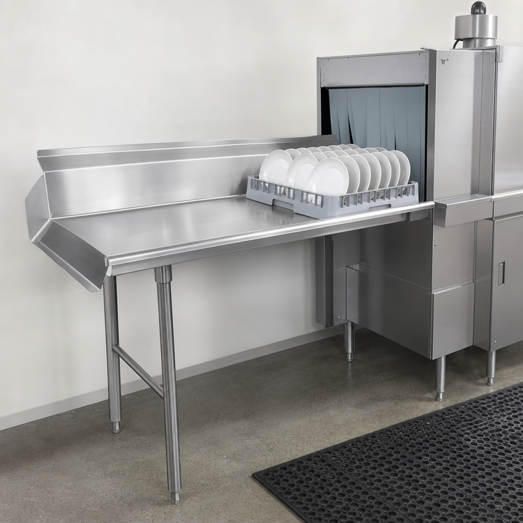 Product image #3 for Advance Tabco Left-Side Clean Straight Dish Table, 95 x 30 Inches, 10-1/2 Inch Backsplash
