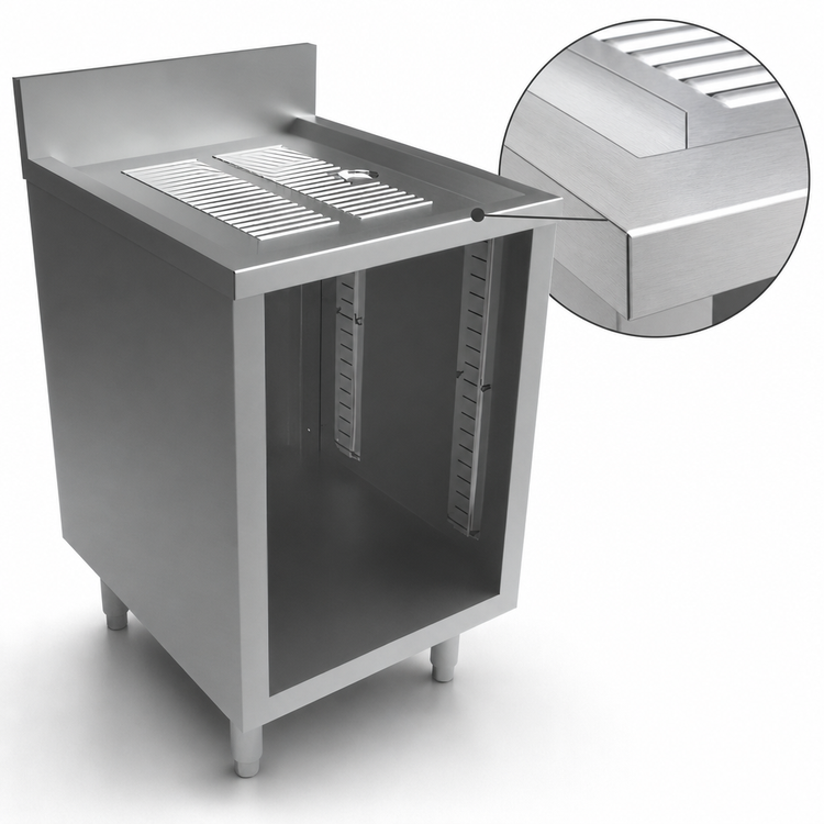 Product image #3 for BK Resources 18-Inch x 21-Inch Stainless Steel Under Bar Cabinet with 18-Inch Drainboard Top and 4-Inch Riser