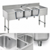 Thumbnail image #3 for Advance Tabco Underbar Basics 84-Inch 3-Compartment Stainless Steel Underbar Sink Unit with Left and Right Drainboards and Faucet