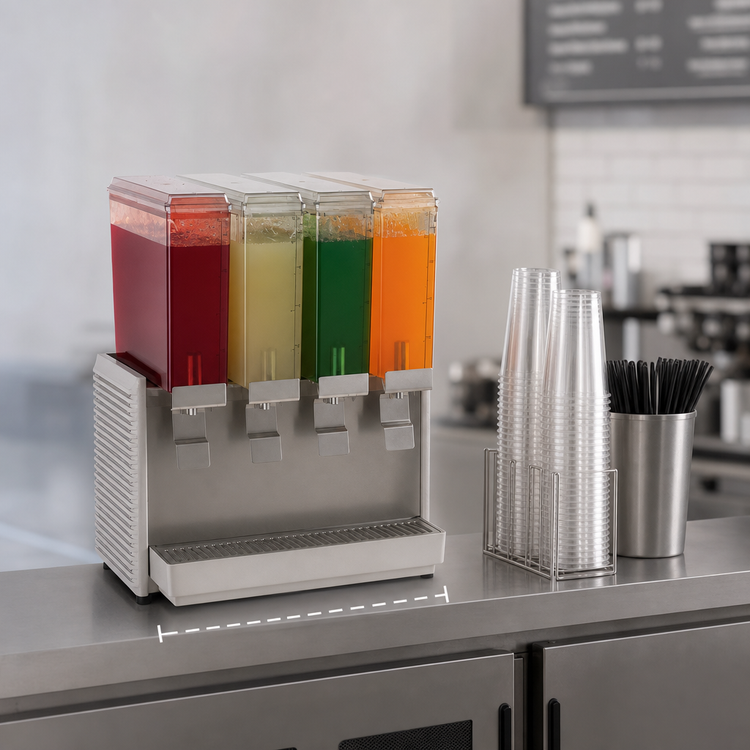 Product image #3 for Crathco Classic Bubbler Mini-Quad Electric Countertop Pre-Mix Cold Beverage Dispenser with 4 x 2.4-Gallon Bowls