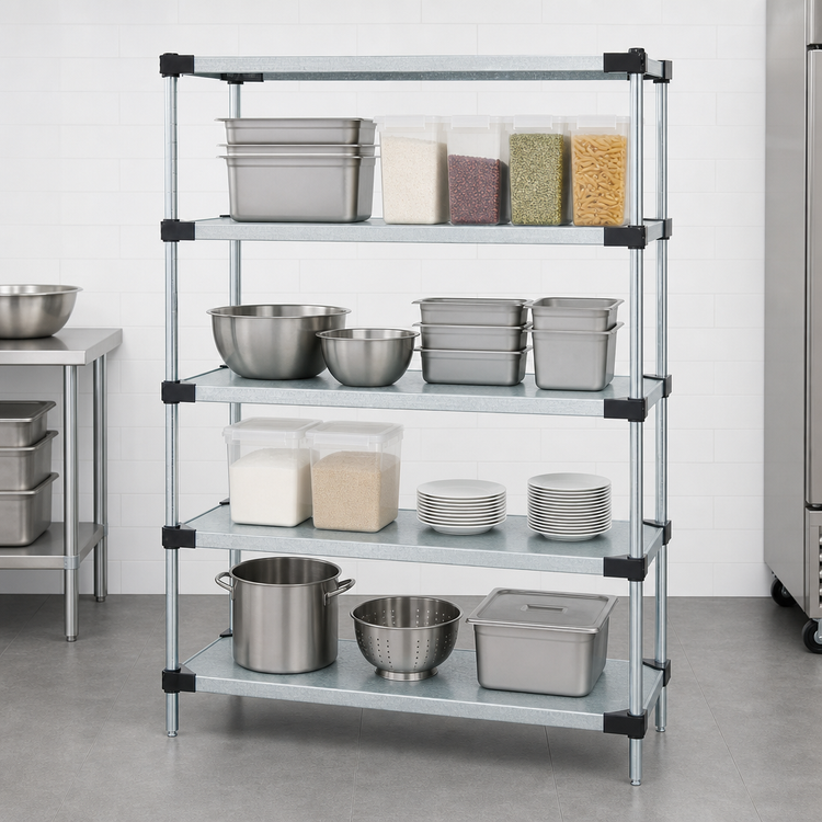 Product image #3 for Quantum 60"W x 21"D x 63"H Solid Shelving Starter Kit with 4 Solid Shelves