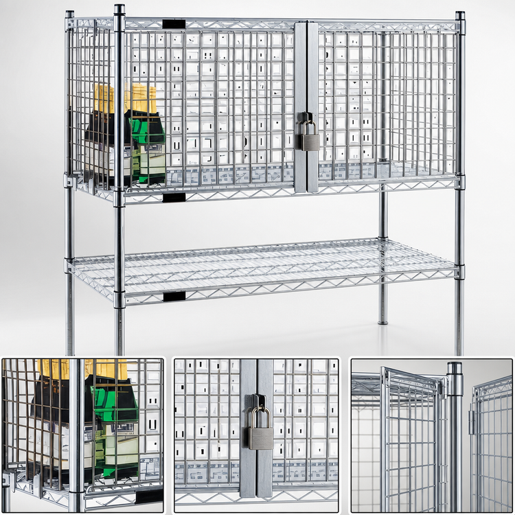 Product image #3 for Eagle Group Chrome Security Module Enclosure Kit for 24 x 60 Wire Shelving with Hinged Doors