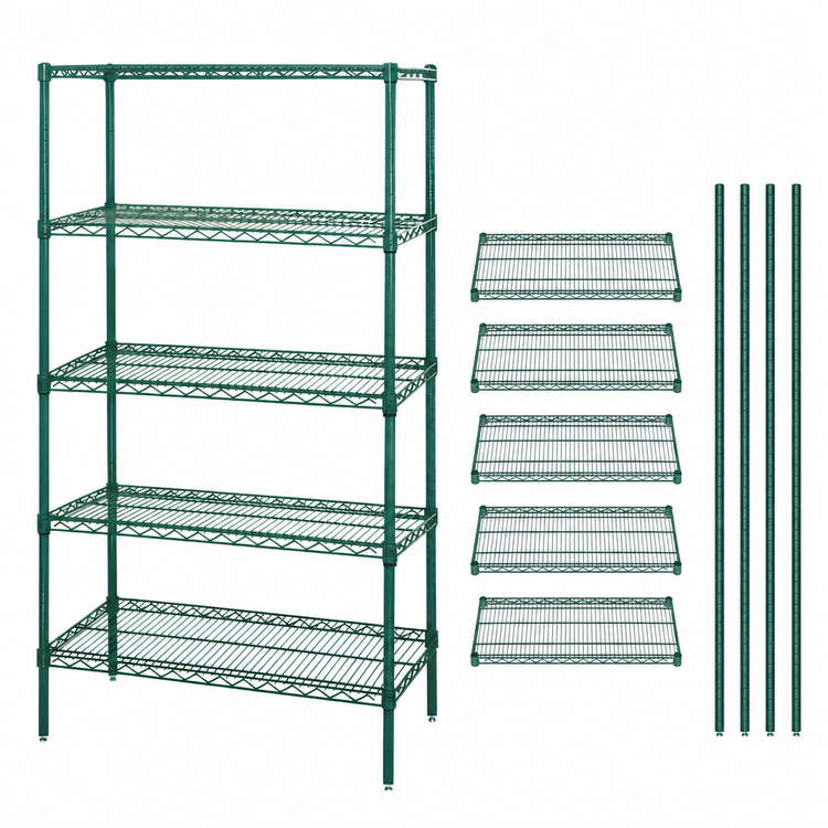 Product image #3 for Quantum Stationary 5-Shelf Wire Shelving Starter Kit, 36 x 30 x 74 Inches, Green Epoxy Finish