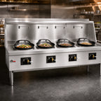 Thumbnail image #3 for Town Equipment York Y-4-STD 4-Chamber Gas Chinese Wok Range with Water-Cooled Top