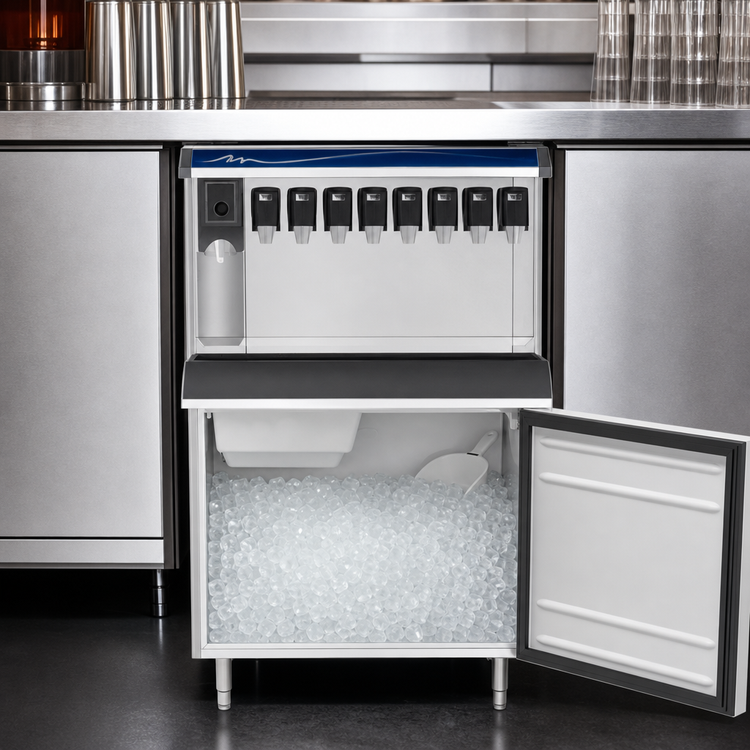 Product image #3 for Follett Vision VU155B8RP Low Profile 8-Valve Push-Button Ice/Beverage Dispenser with Right Side Ice Dispense