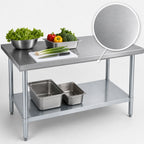 Thumbnail image #3 for Duke Manufacturing 316-3648 48 x 36 Inch Stainless Steel Work Table with Galvanized Undershelf, 16 Gauge 300 Series Flat Top