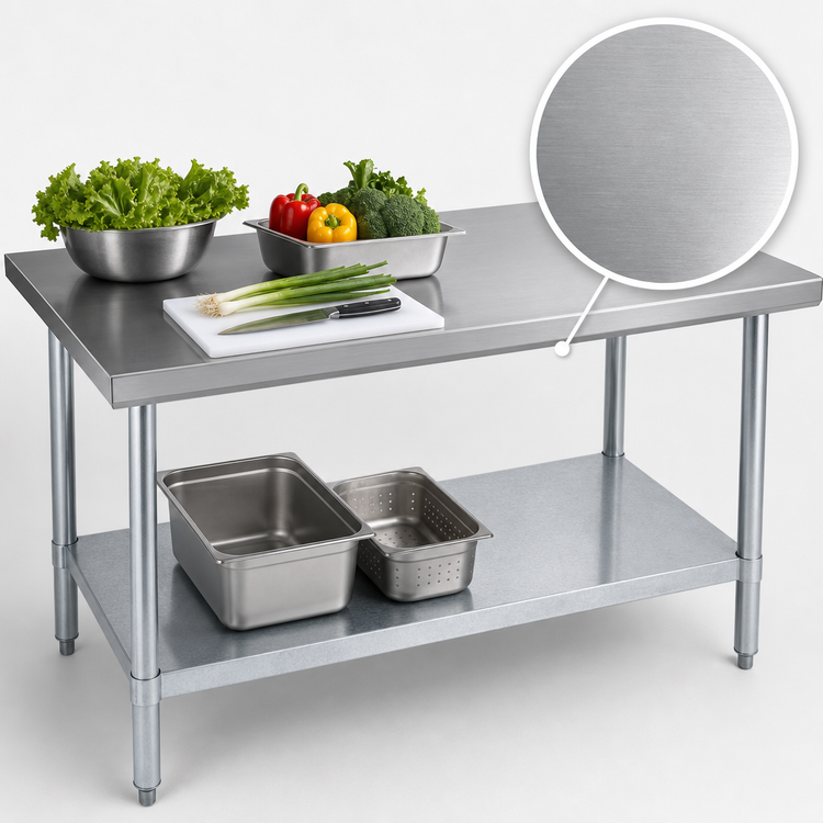 Product image #3 for Duke 48 x 36 Inch Stainless Steel Work Table with Galvanized Undershelf