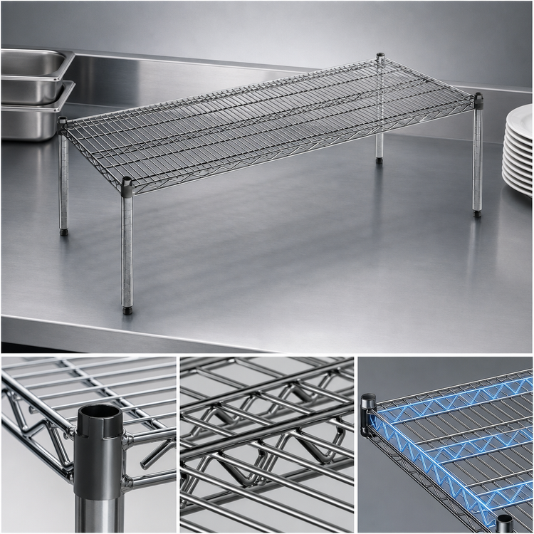 Product image #3 for Chrome Wire Dunnage Platform Shelf with Quad-Truss Design, 30 x 21 Inches