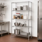 Thumbnail image #3 for Metro Super Erecta 5N477C Stationary Chrome Wire Shelving Starter Unit, 5 Shelves, 72"W x 21"D x 74"H