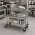Thumbnail image #3 for Quantum 3-Shelf Gray Epoxy Wire Utility Bus Cart, 42 x 18 Inches, 1,200 lb. Capacity