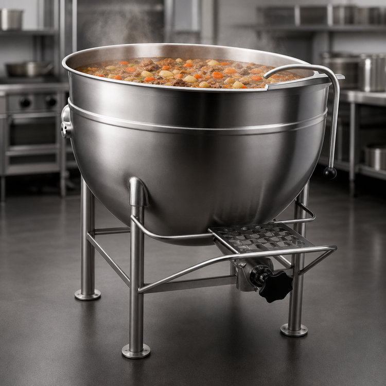 Product image #3 for Legion 50-Gallon Stationary Direct Steam Kettle with Full Jacket and 304 Stainless Steel Liner