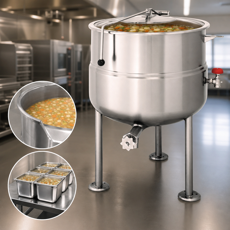 Product image #3 for 60-Gallon Direct Steam Kettle with 2/3 Steam Jacket and Tri-Leg Base